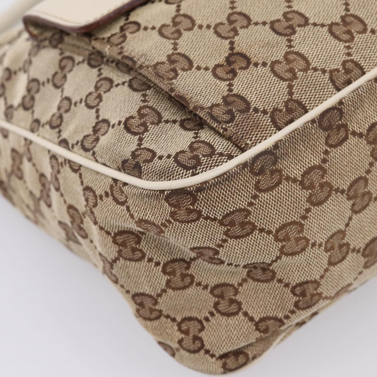 GUCCI GG Canvas Abbey Shoulder Bag Beige Gold Tone 153025 Auth LN025