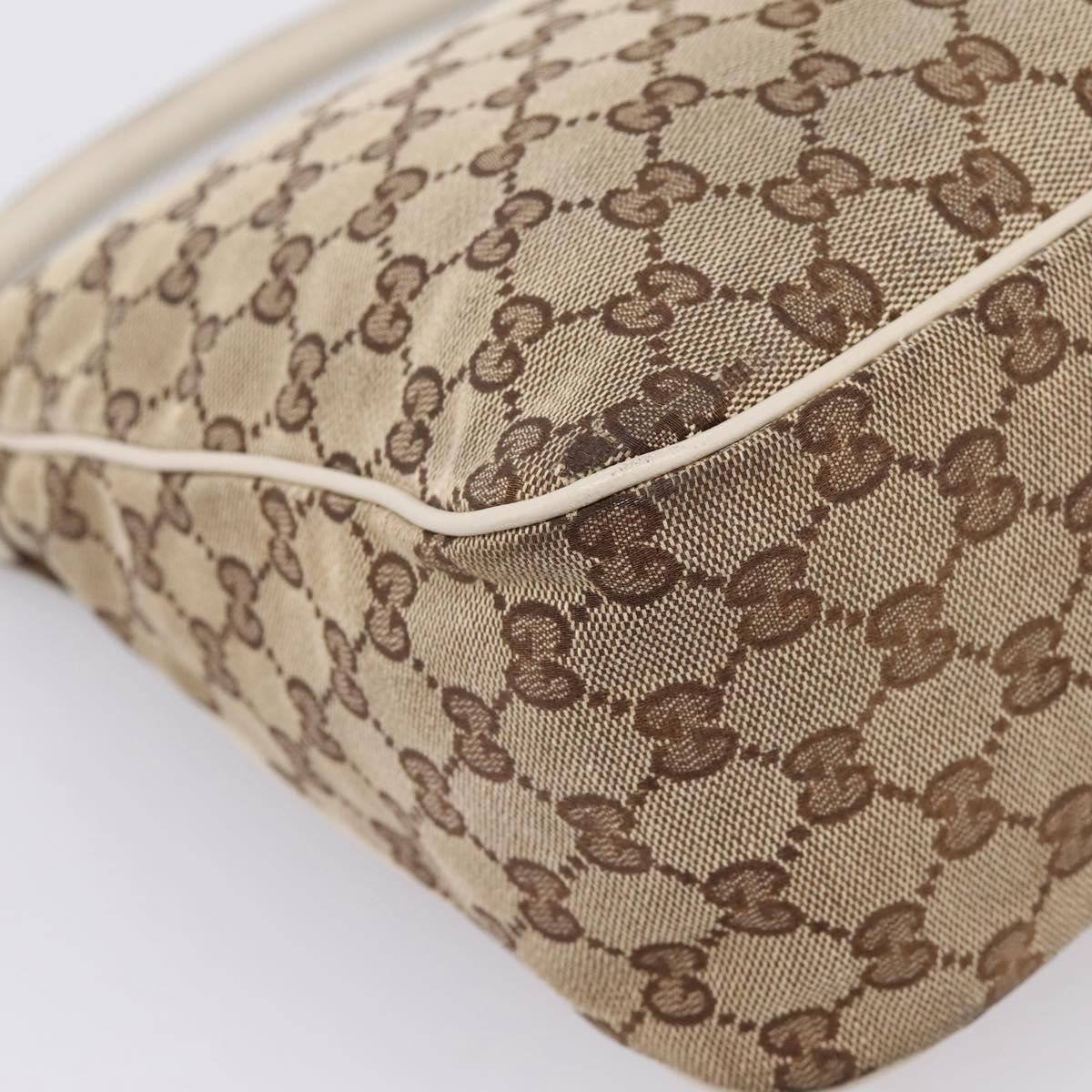 GUCCI GG Canvas Abbey Shoulder Bag Beige Gold Tone 153025 Auth LN025