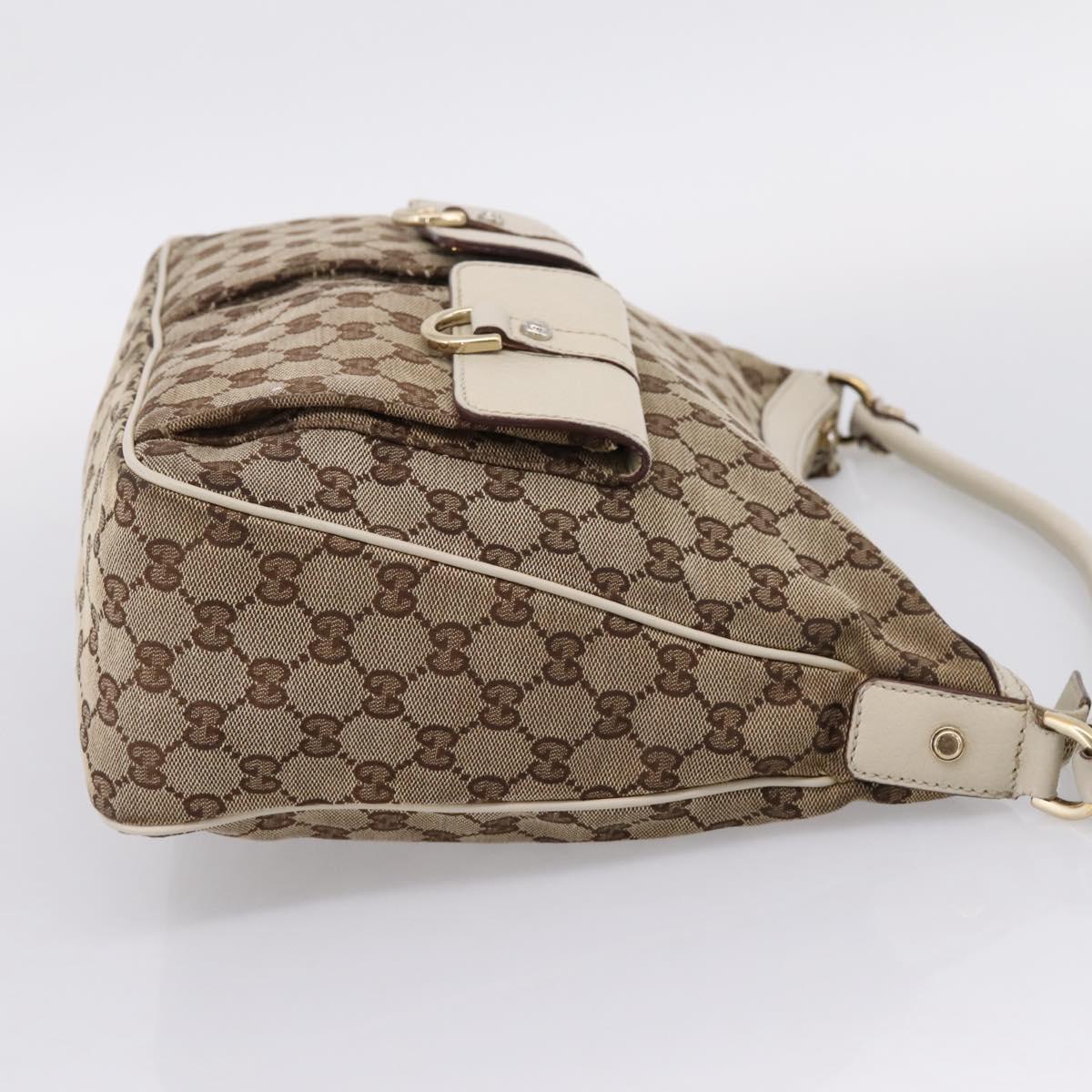 GUCCI GG Canvas Abbey Shoulder Bag Beige Gold Tone 153025 Auth LN025