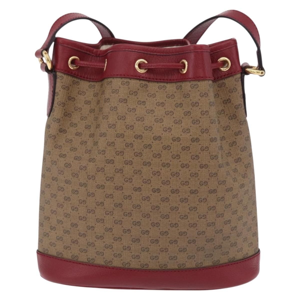 GUCCI Micro GG Doraemon Shoulder Bag PVC Beige Gold Tone 655597 Auth LN026M