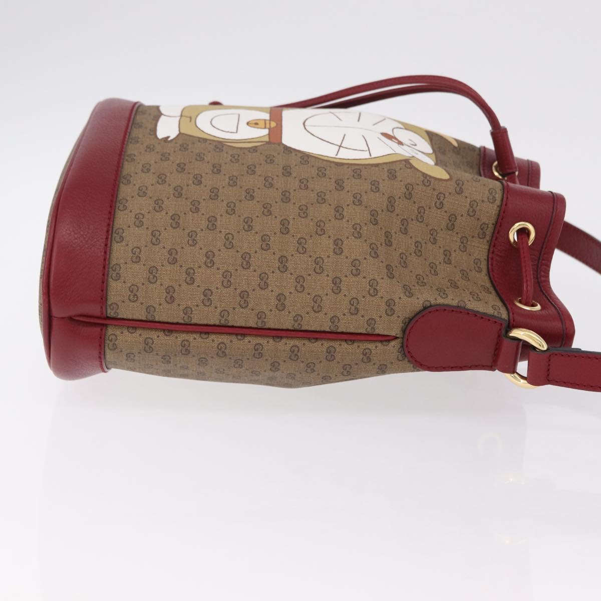 GUCCI Micro GG Doraemon Shoulder Bag PVC Beige Gold Tone 655597 Auth LN026M