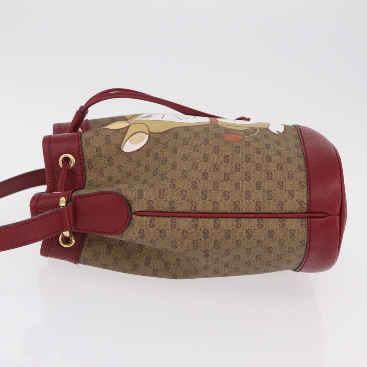 GUCCI Micro GG Doraemon Shoulder Bag PVC Beige Gold Tone 655597 Auth LN026M