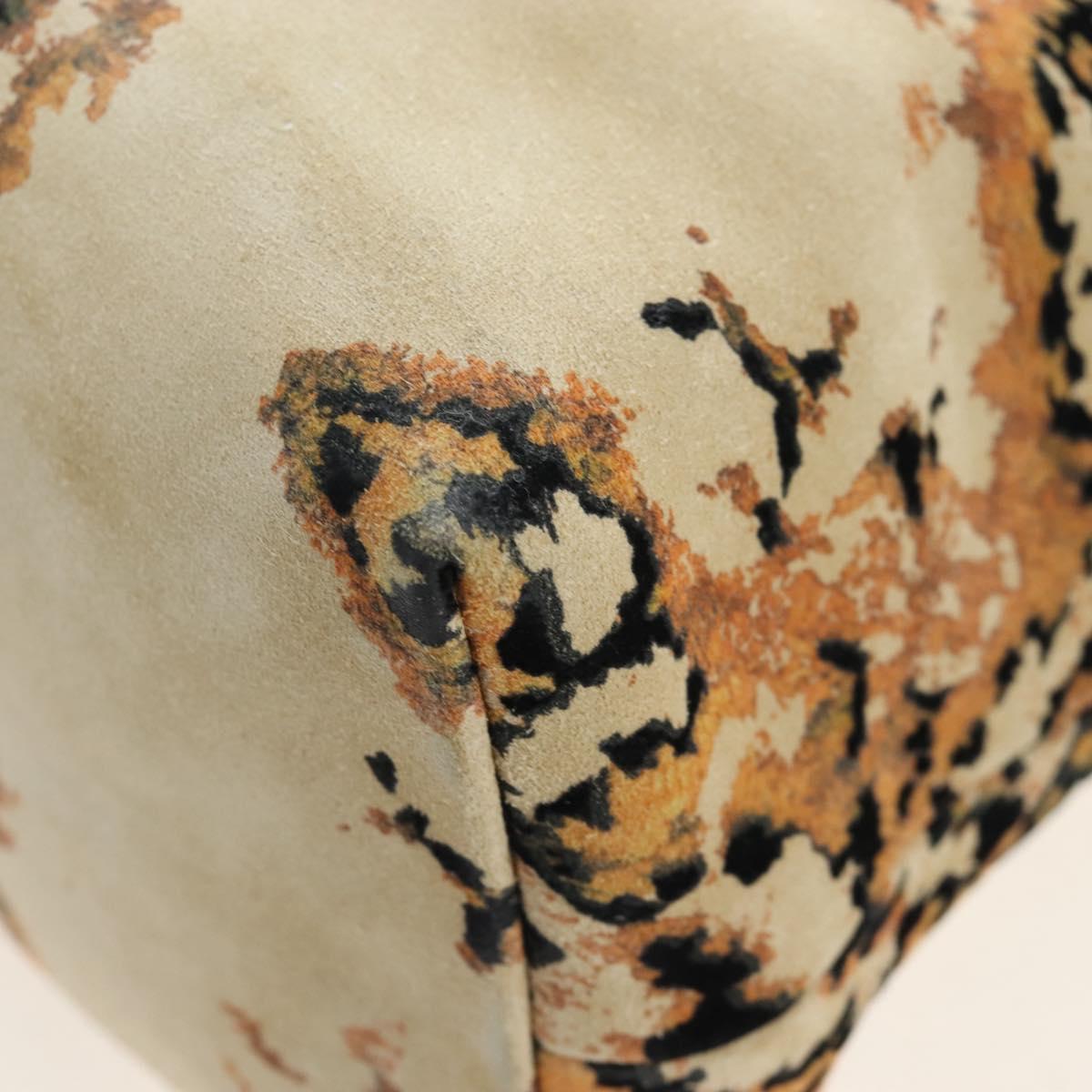 LOEWE Flamenco Shoulder Bag Suede Beige Gold Tone Auth LN031V