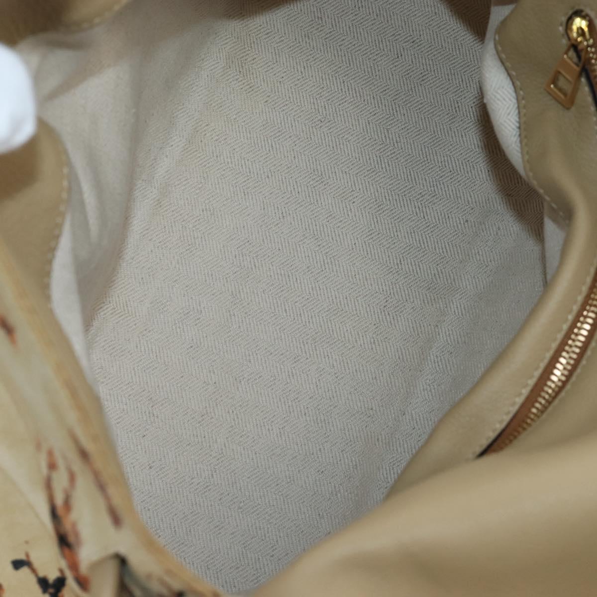 LOEWE Flamenco Shoulder Bag Suede Beige Gold Tone Auth LN031V