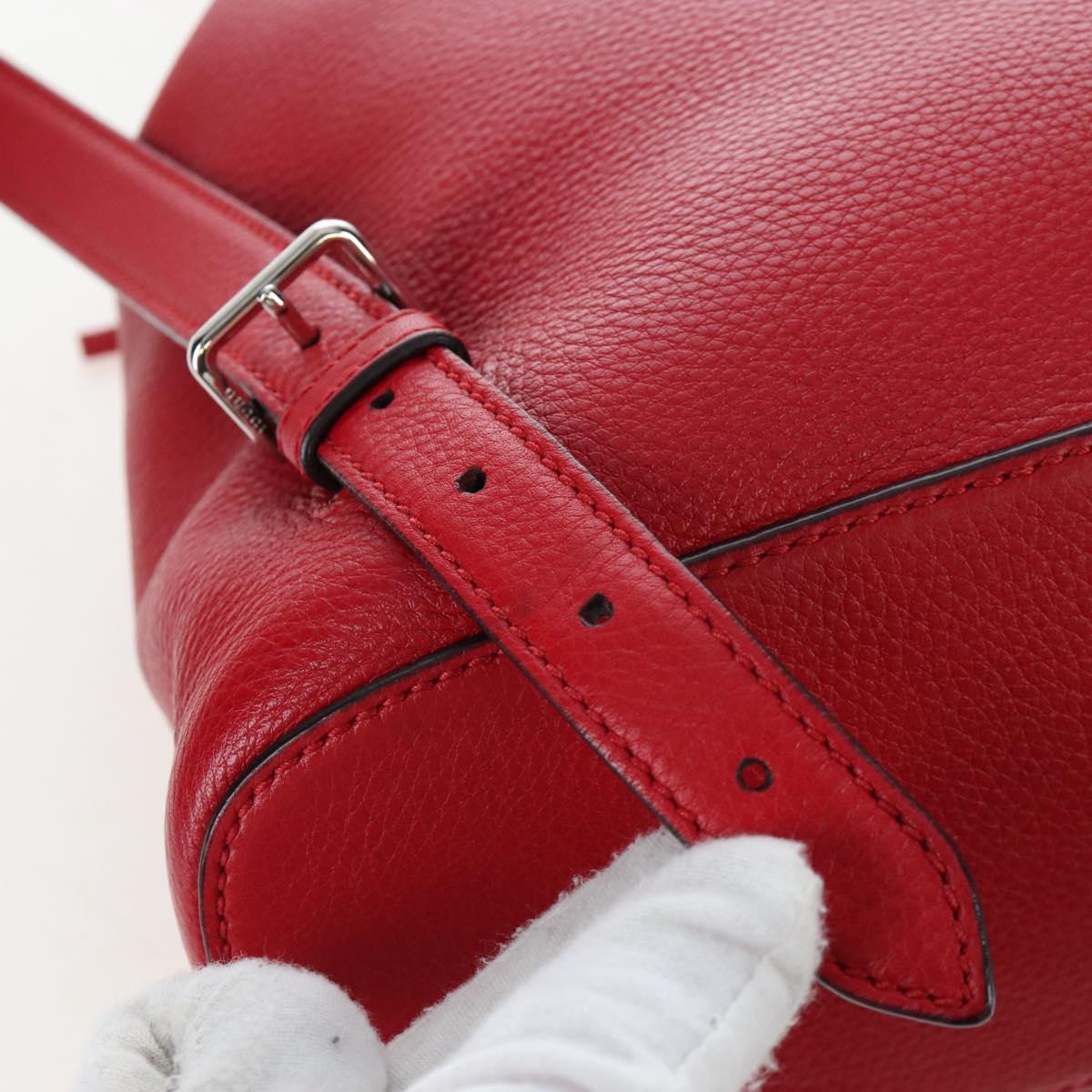 GUCCI Bamboo Backpack Leather Red Silver 387149 Auth LN032V