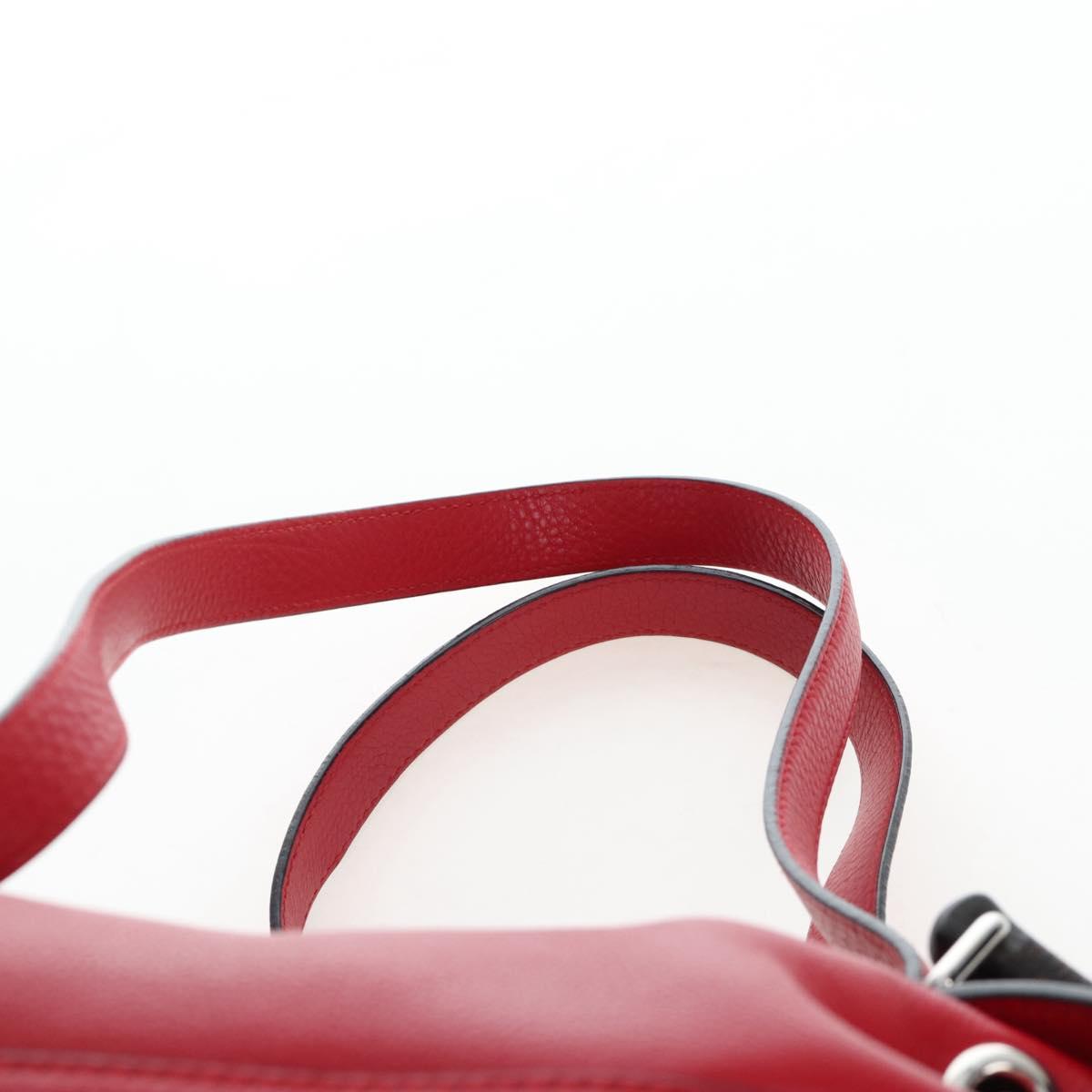GUCCI Bamboo Backpack Leather Red Silver 387149 Auth LN032V