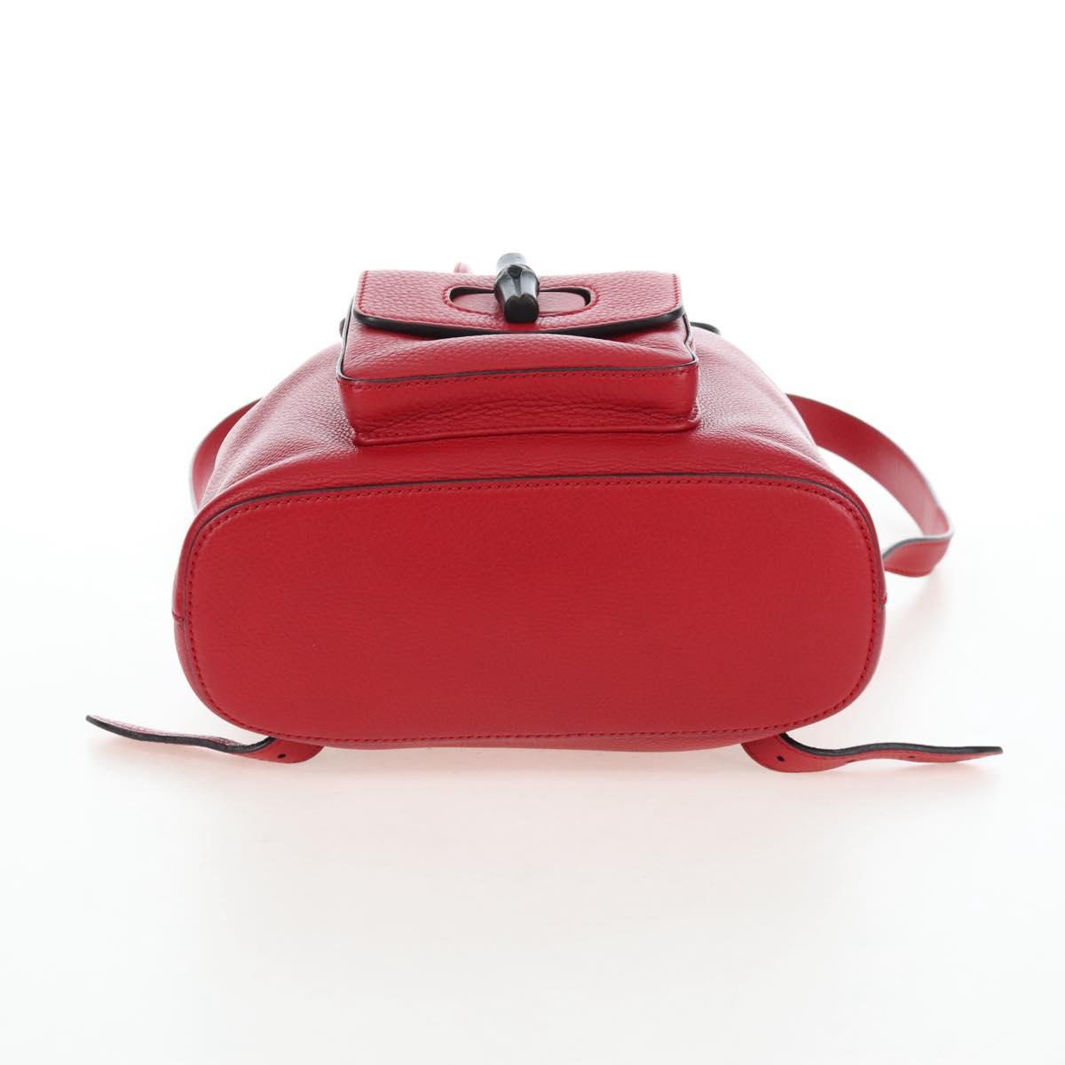 GUCCI Bamboo Backpack Leather Red Silver 387149 Auth LN032V