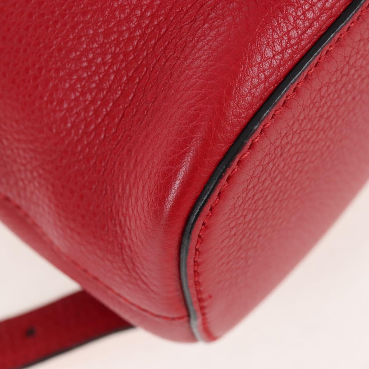 GUCCI Bamboo Backpack Leather Red Silver 387149 Auth LN032V