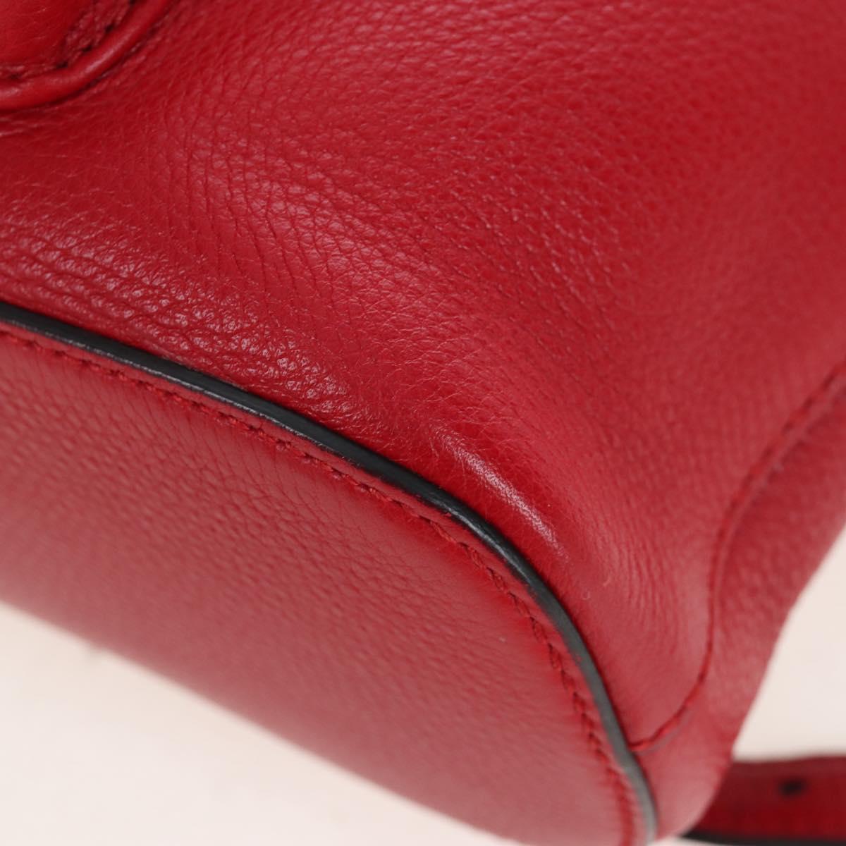 GUCCI Bamboo Backpack Leather Red Silver 387149 Auth LN032V
