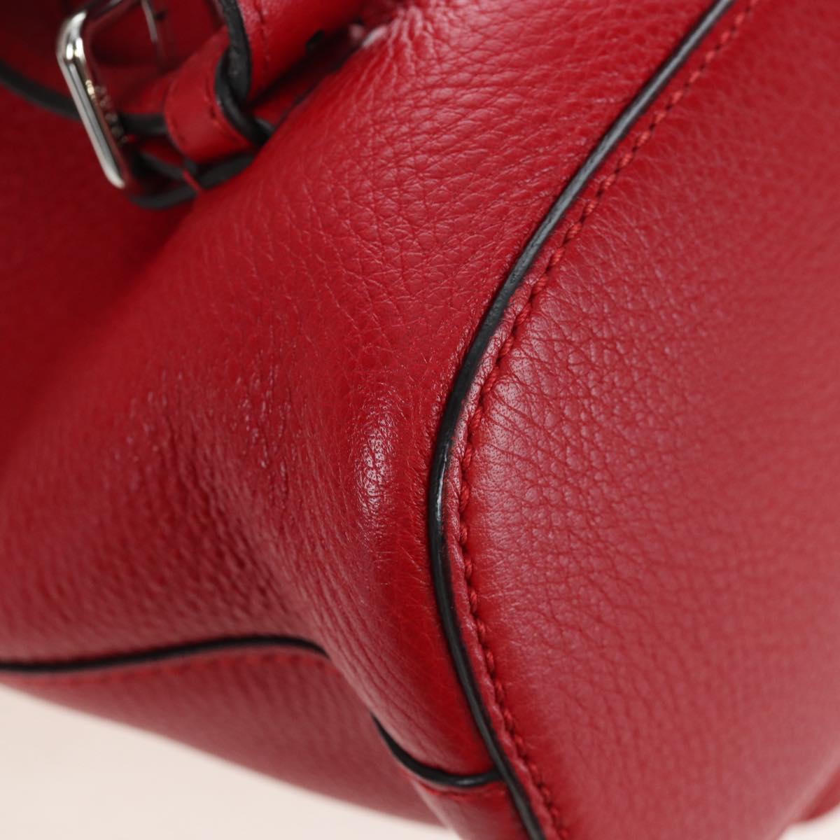 GUCCI Bamboo Backpack Leather Red Silver 387149 Auth LN032V