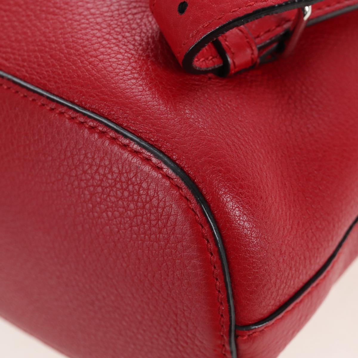 GUCCI Bamboo Backpack Leather Red Silver 387149 Auth LN032V