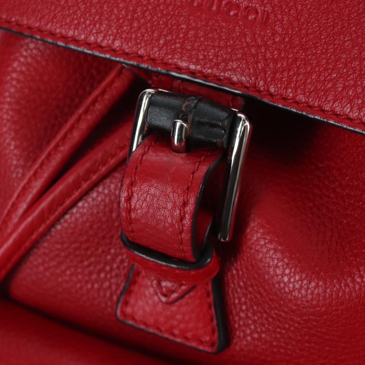 GUCCI Bamboo Backpack Leather Red Silver 387149 Auth LN032V