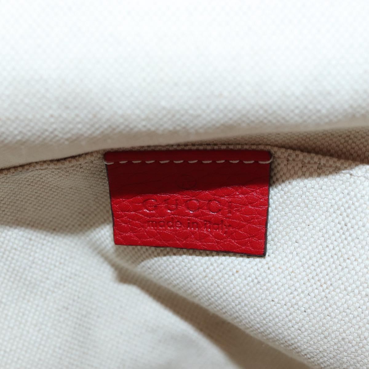 GUCCI Bamboo Backpack Leather Red Silver 387149 Auth LN032V