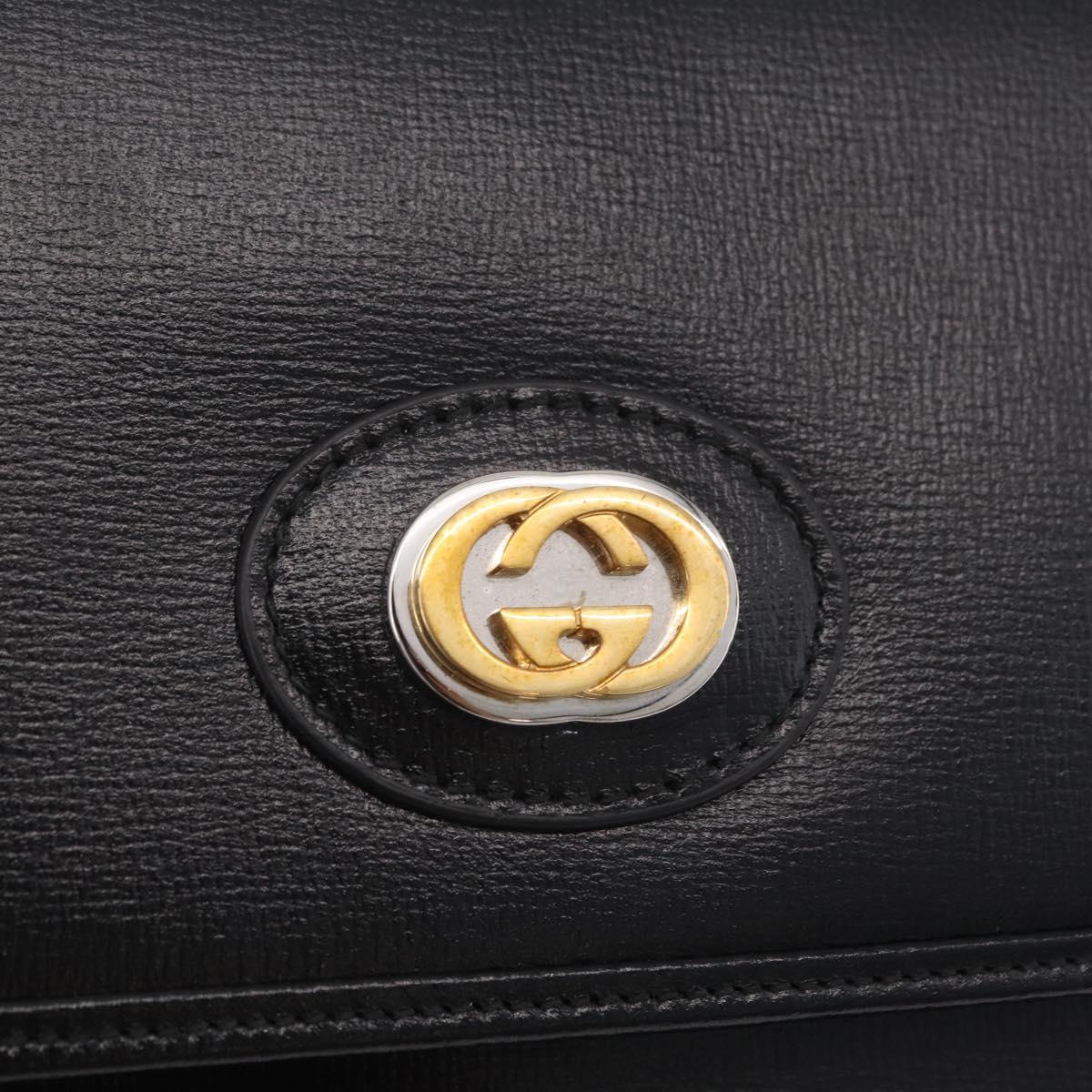 GUCCI Chain Shoulder Bag Leather Black Gold Tone 576421 Auth LN033V