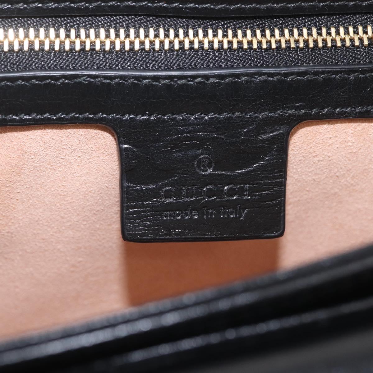 GUCCI Chain Shoulder Bag Leather Black Gold Tone 576421 Auth LN033V