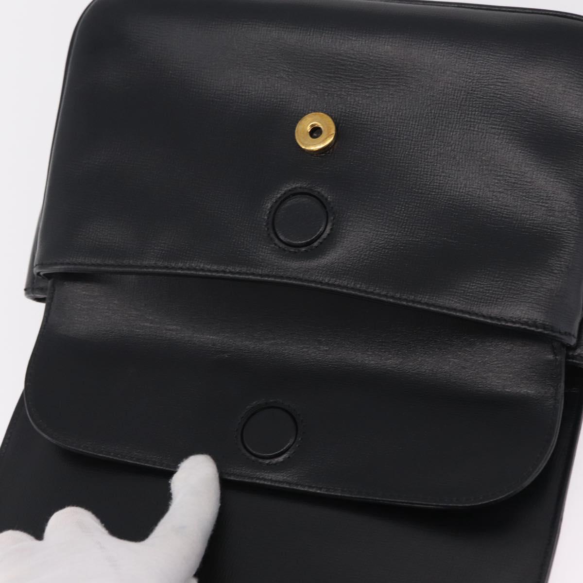 GUCCI Chain Shoulder Bag Leather Black Gold Tone 576421 Auth LN033V