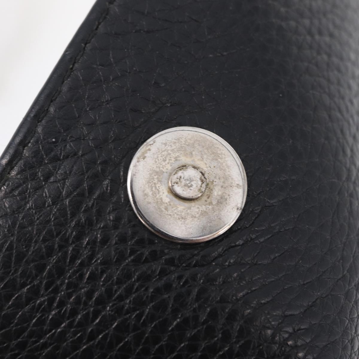 GUCCI Web Sherry Line Shoulder Bag Leather Black 281421 Auth LN034