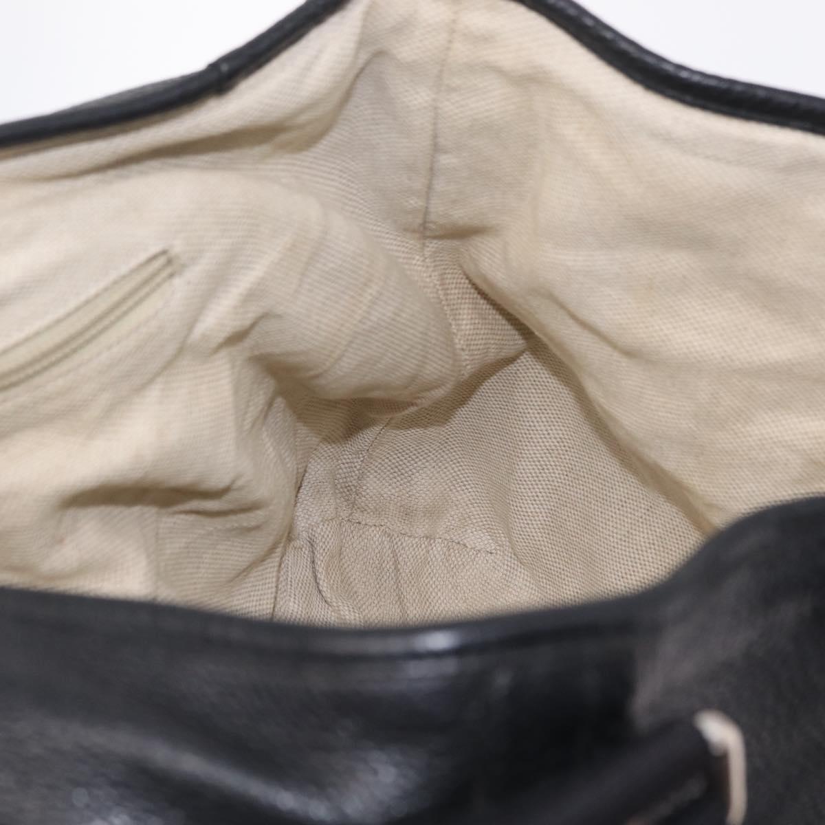 GUCCI Web Sherry Line Shoulder Bag Leather Black 281421 Auth LN034