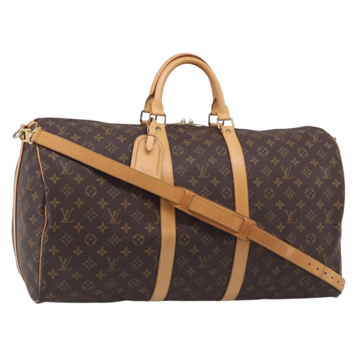 LOUIS VUITTON Monogram Keepall Bandouliere 55 Boston Bag M41414 LV Auth LN040V