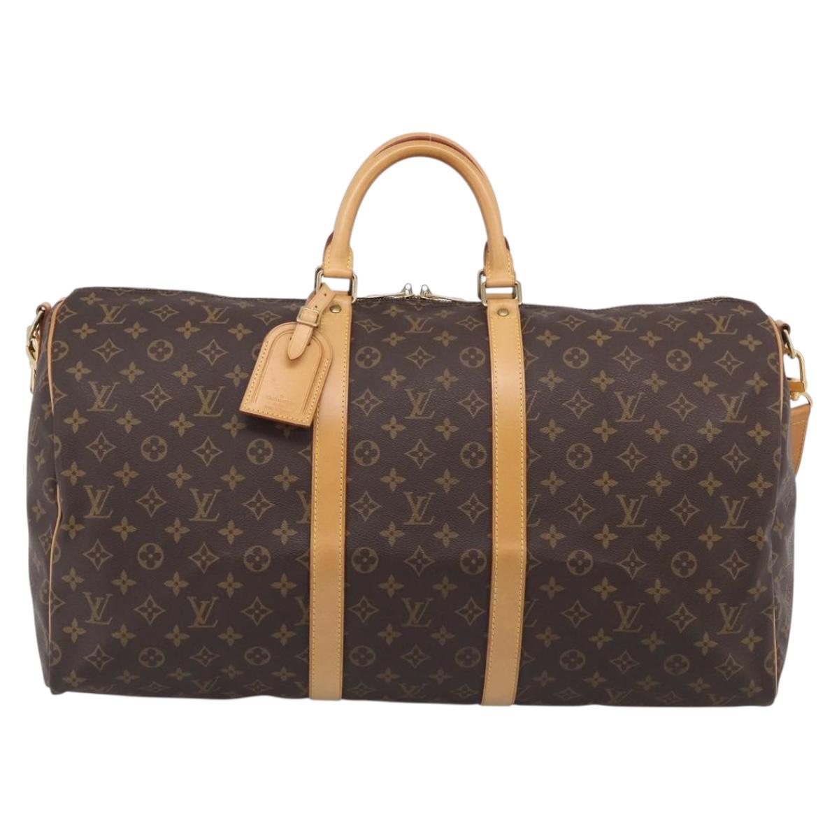 LOUIS VUITTON Monogram Keepall Bandouliere 55 Boston Bag M41414 LV Auth LN040V