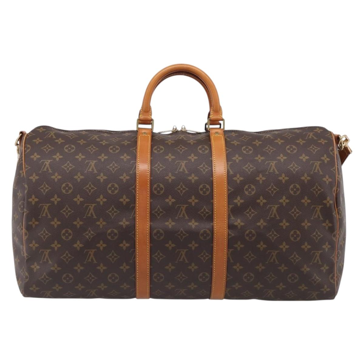 LOUIS VUITTON Monogram Keepall Bandouliere 55 Boston Bag M41414 LV Auth LN041V