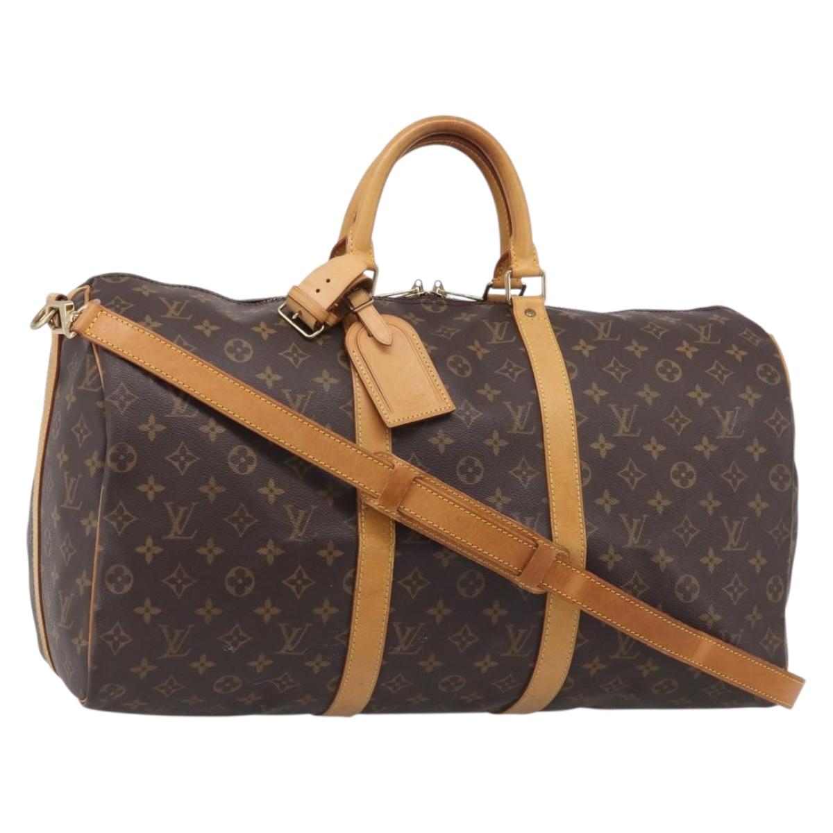 LOUIS VUITTON Monogram Keepall Bandouliere 50 Boston Bag M41416 LV Auth LN042V