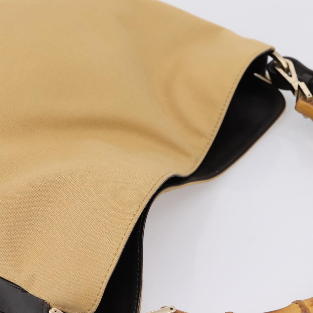 GUCCI Bamboo Web Sherry Line Shoulder Bag Canvas 2way Beige 001 4095 Auth LN044