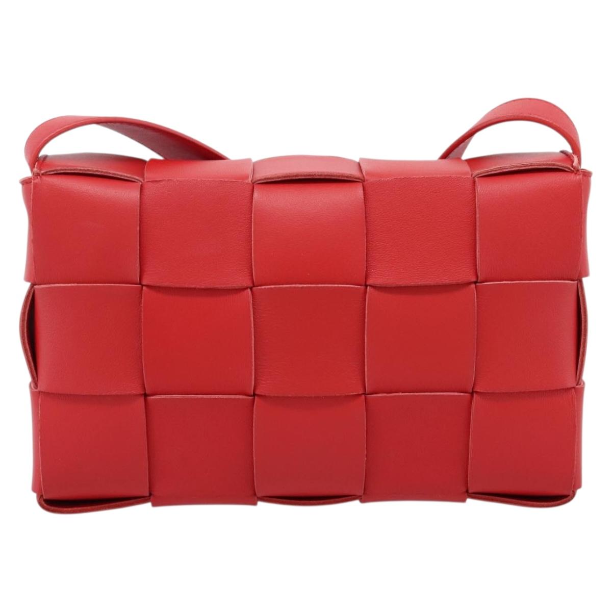 Bottega Veneta MAXI INTRECCIATO Cassette Shoulder Bag Leather Red Auth LN047V