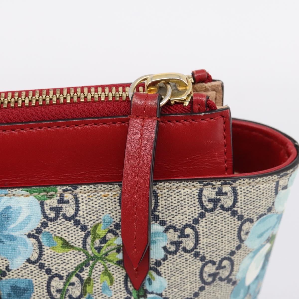 GUCCI GG Supreme Blooms Tote Bag PVC Navy Gold Tone 415721 Auth LN048V