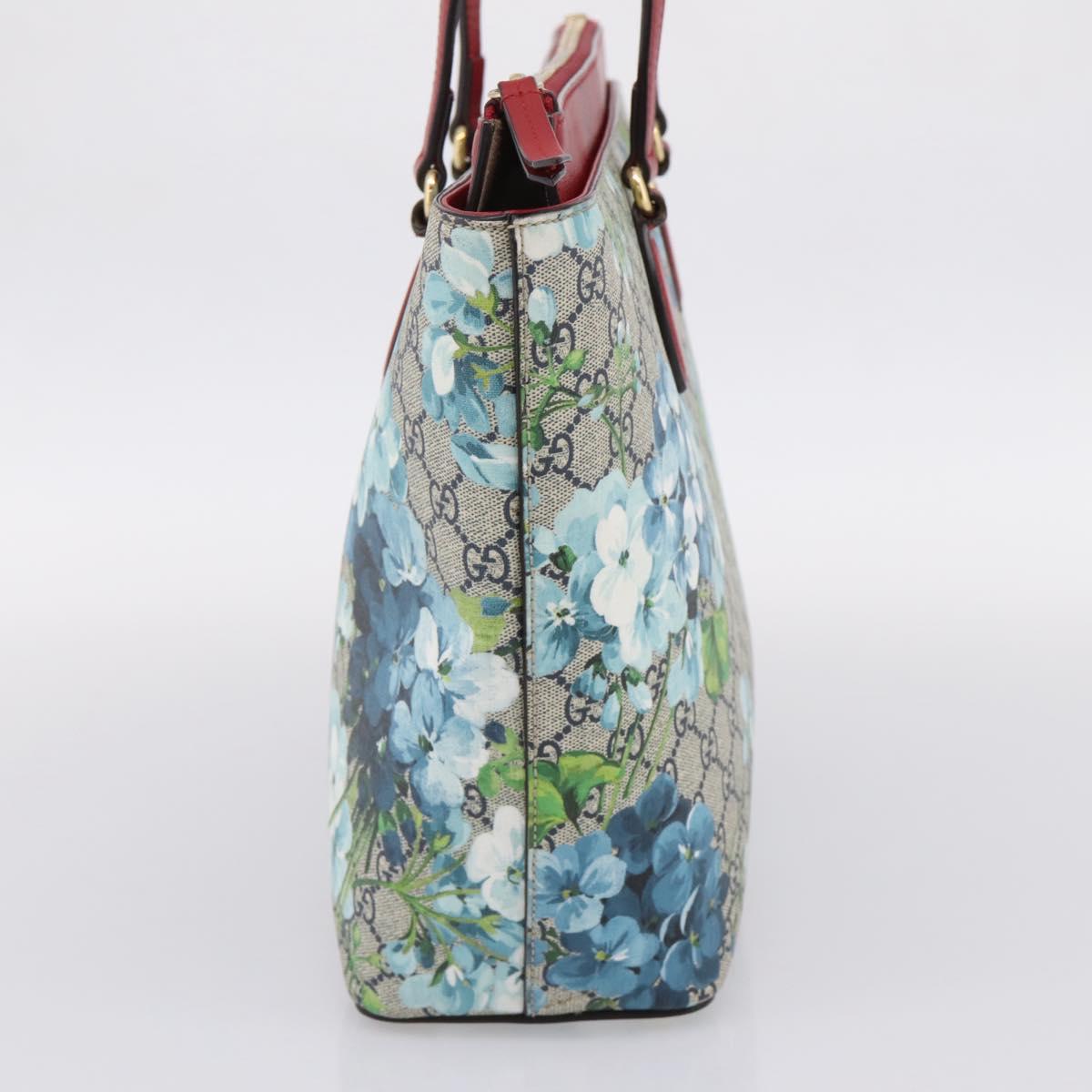 GUCCI GG Supreme Blooms Tote Bag PVC Navy Gold Tone 415721 Auth LN048V