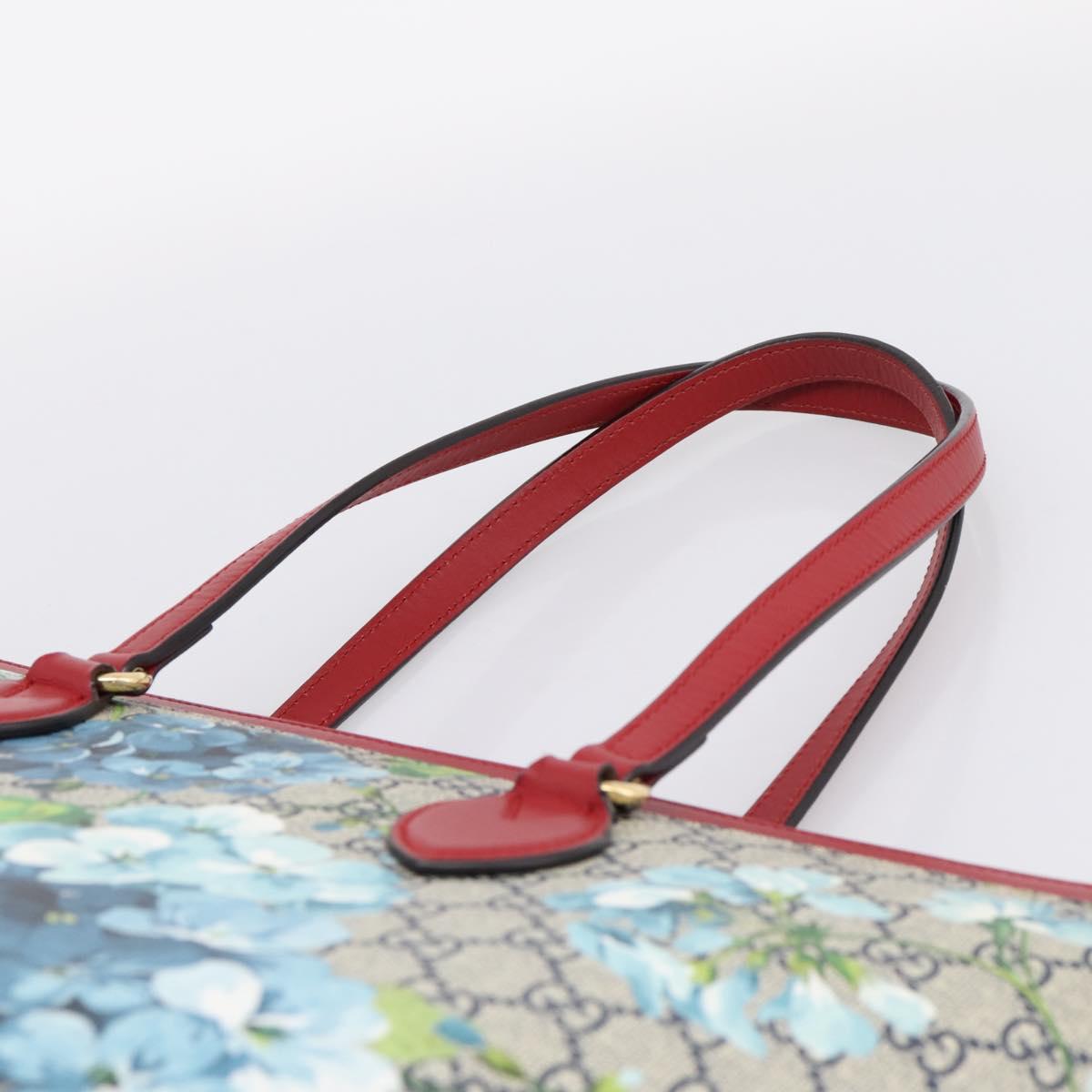 GUCCI GG Supreme Blooms Tote Bag PVC Navy Gold Tone 415721 Auth LN048V