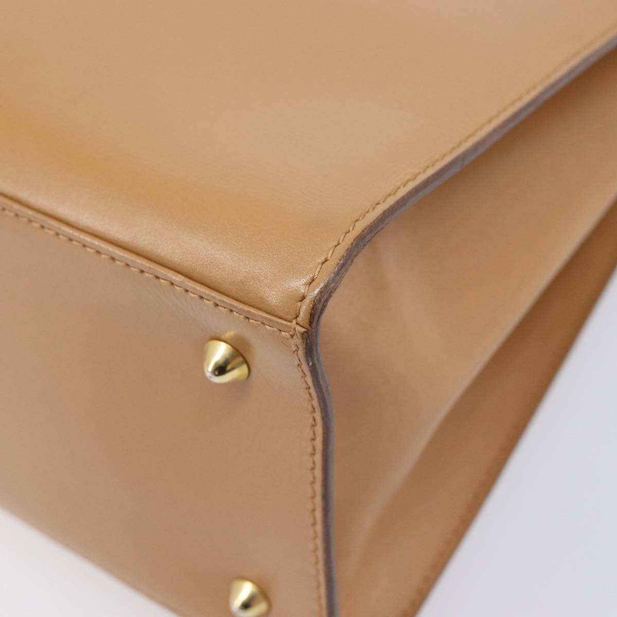 GUCCI Hand Bag Leather Beige Gold Tone 000 256 0192 Auth LN050