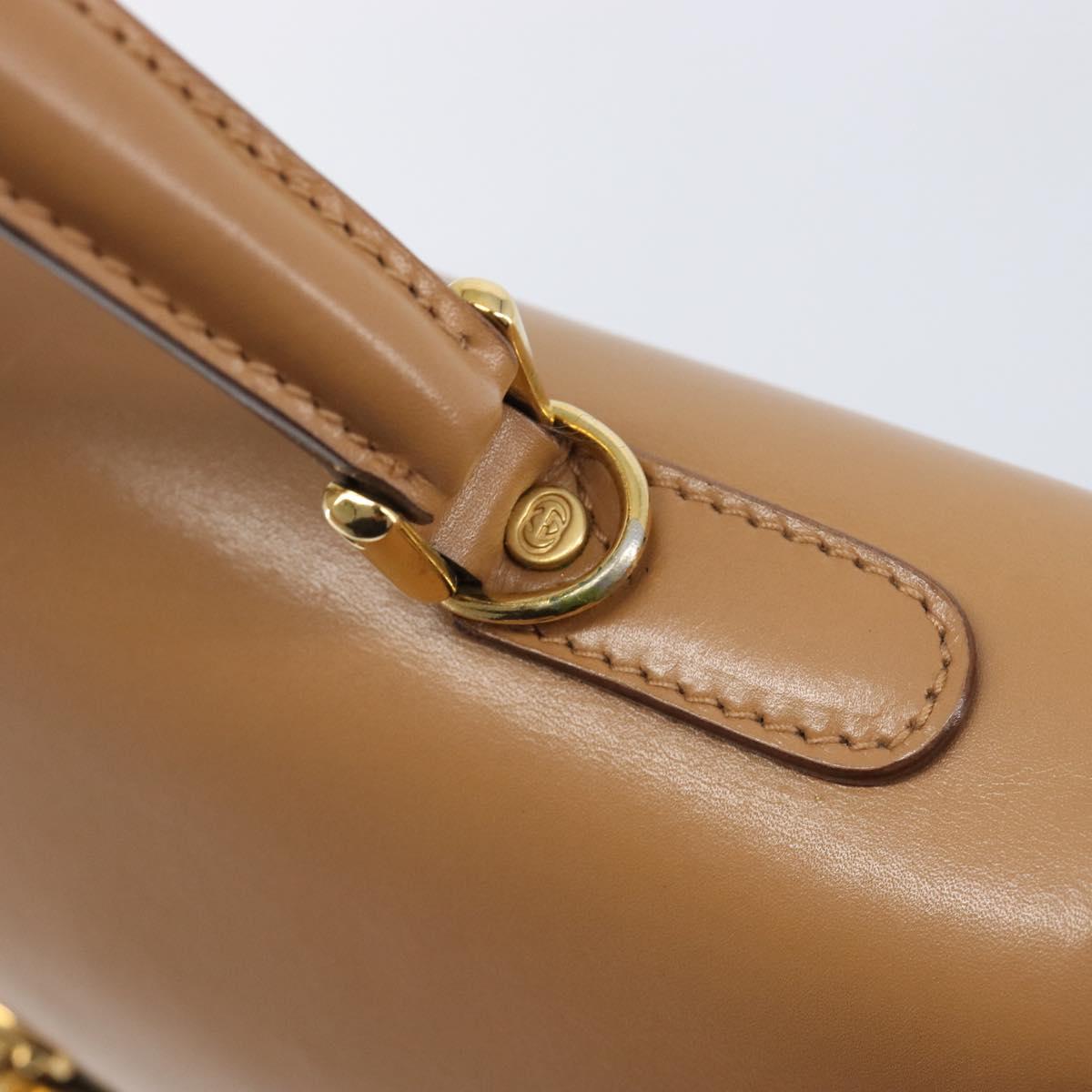 GUCCI Hand Bag Leather Beige Gold Tone 000 256 0192 Auth LN050