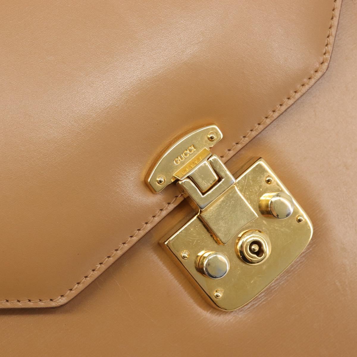GUCCI Hand Bag Leather Beige Gold Tone 000 256 0192 Auth LN050