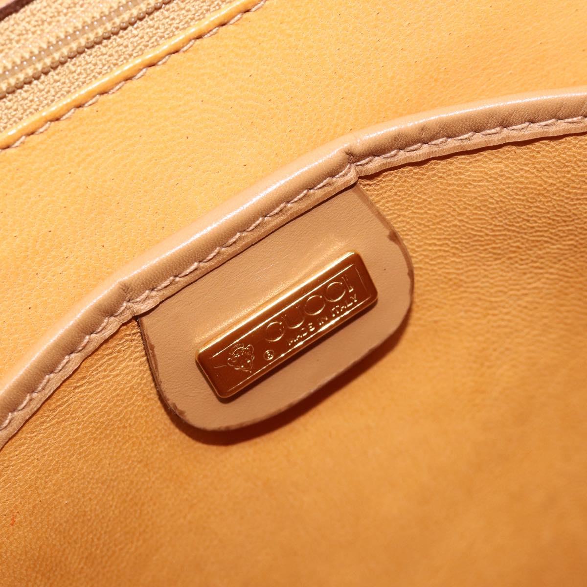 GUCCI Hand Bag Leather Beige Gold Tone 000 256 0192 Auth LN050