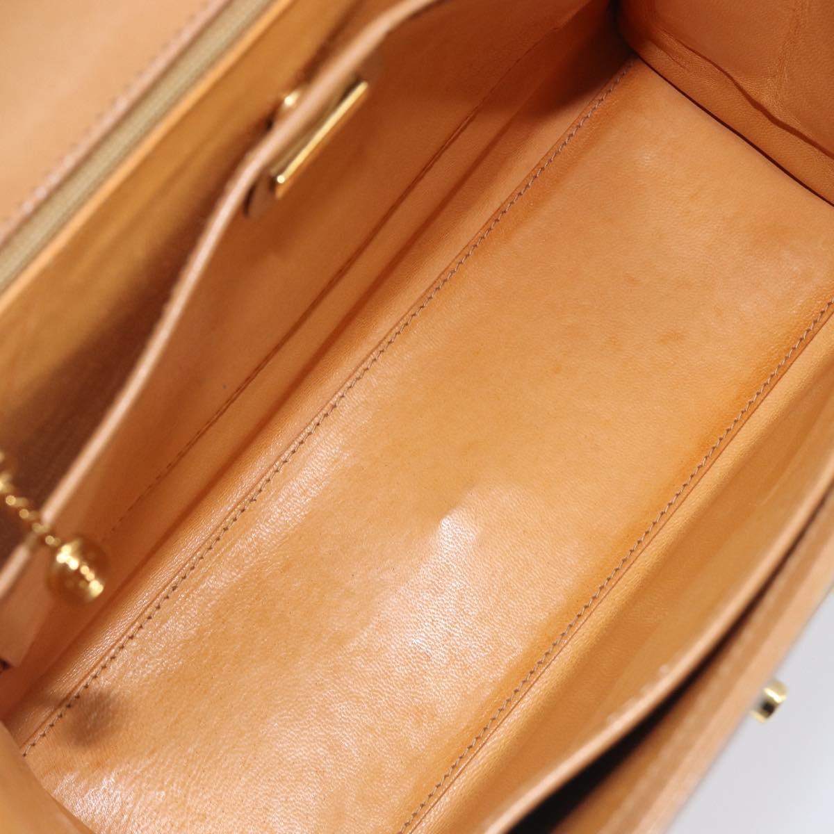 GUCCI Hand Bag Leather Beige Gold Tone 000 256 0192 Auth LN050
