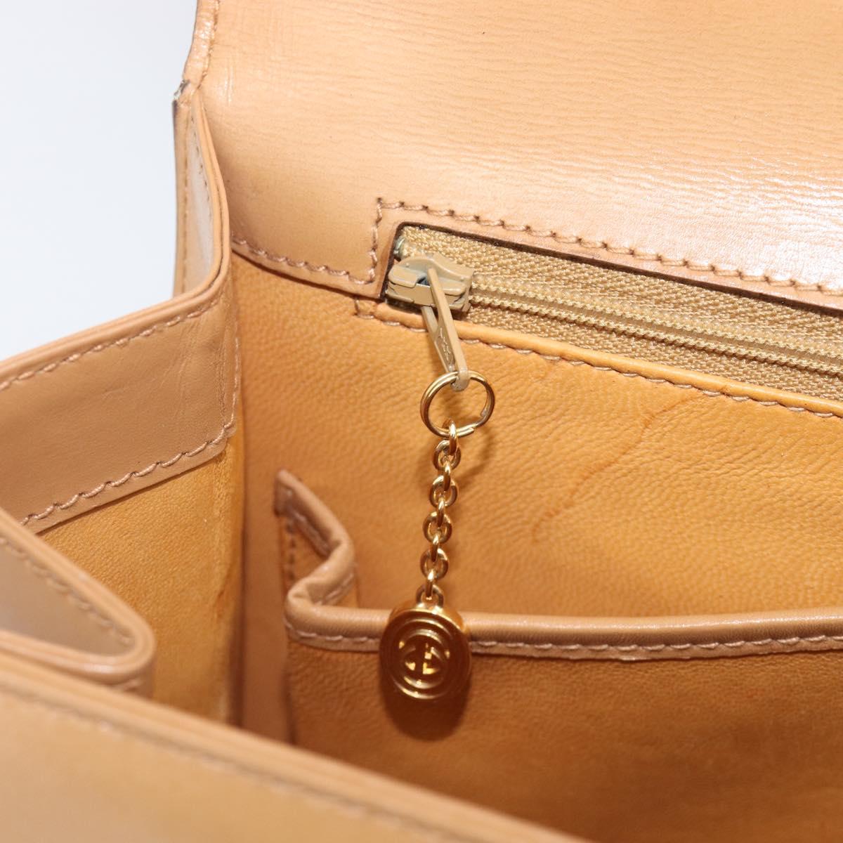 GUCCI Hand Bag Leather Beige Gold Tone 000 256 0192 Auth LN050