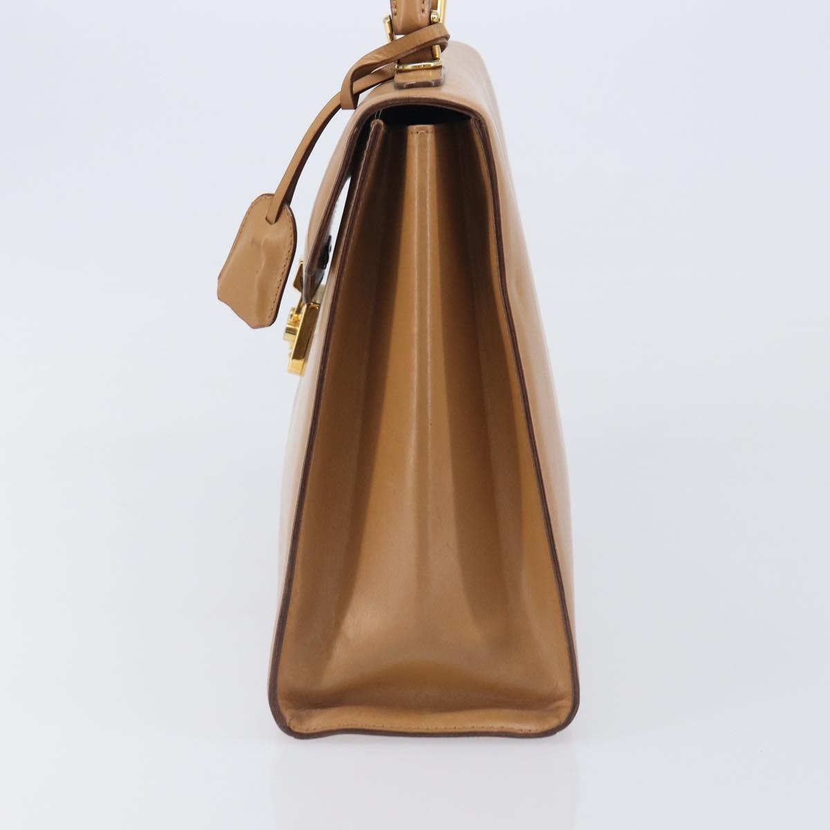 GUCCI Hand Bag Leather Beige Gold Tone 000 256 0192 Auth LN050
