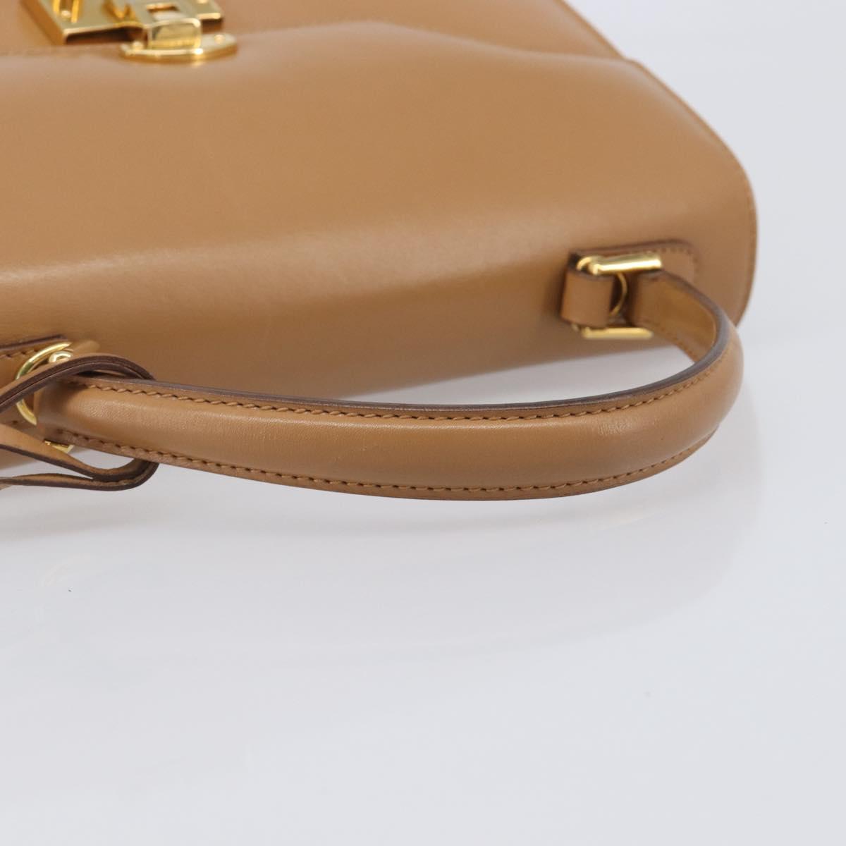 GUCCI Hand Bag Leather Beige Gold Tone 000 256 0192 Auth LN050