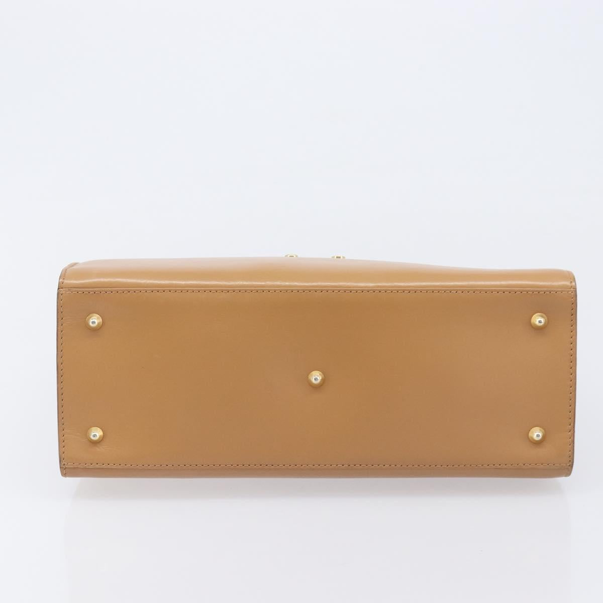 GUCCI Hand Bag Leather Beige Gold Tone 000 256 0192 Auth LN050