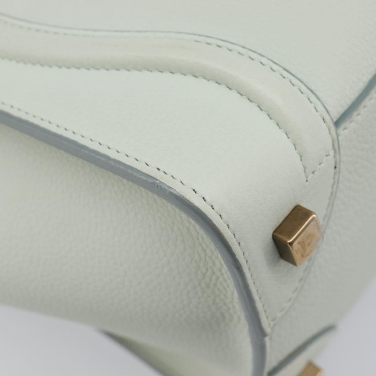 CELINE Luggage Micro Shopper Hand Bag Leather Ivory Gold Tone Auth LN053V