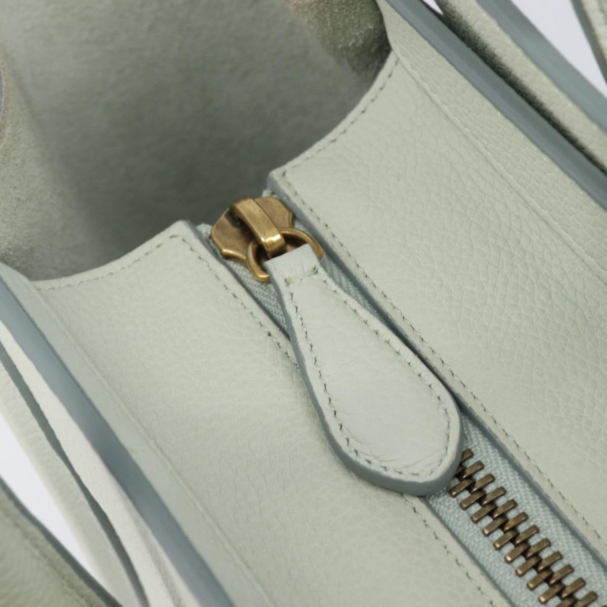 CELINE Luggage Micro Shopper Hand Bag Leather Ivory Gold Tone Auth LN053V