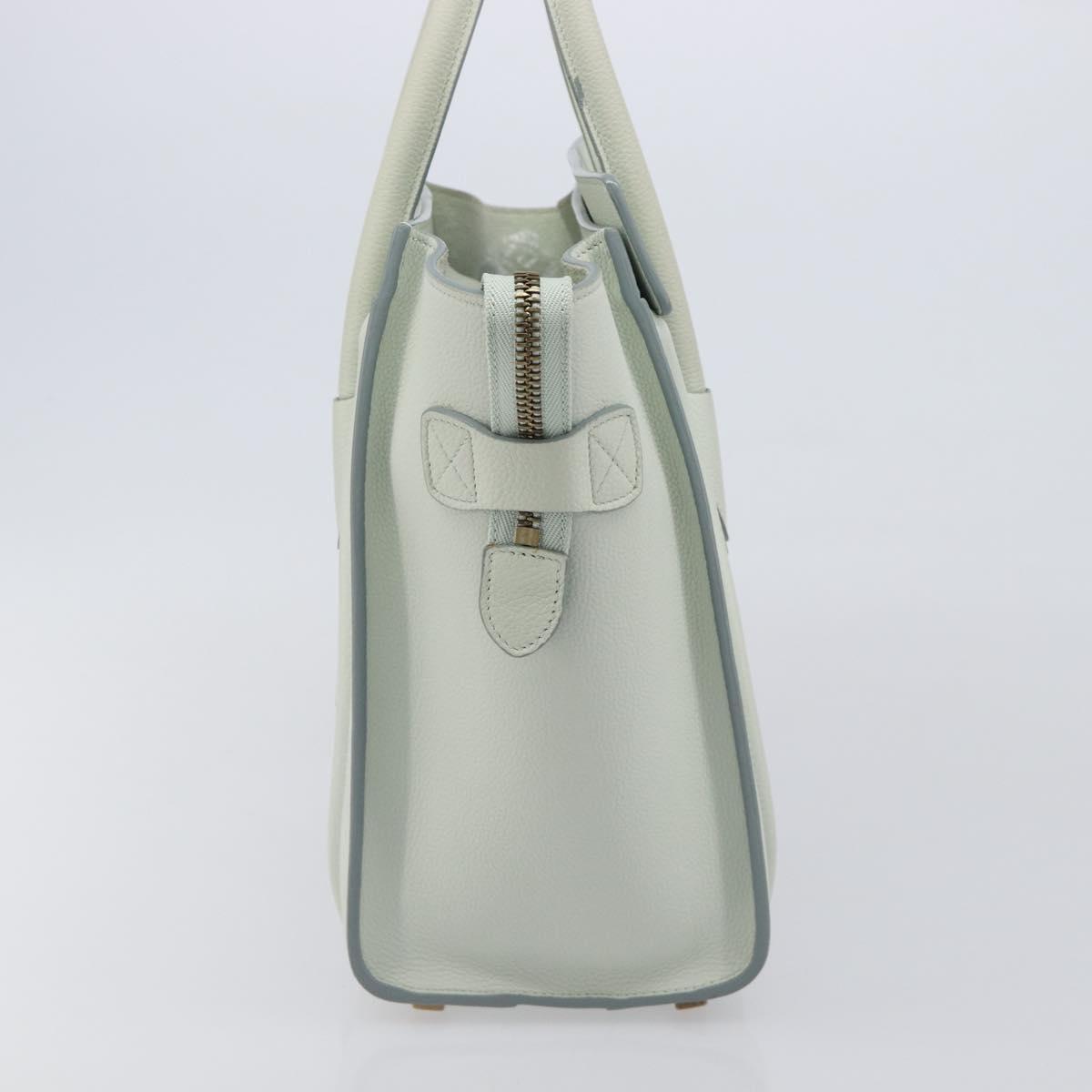 CELINE Luggage Micro Shopper Hand Bag Leather Ivory Gold Tone Auth LN053V