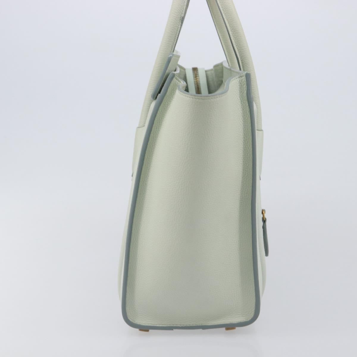 CELINE Luggage Micro Shopper Hand Bag Leather Ivory Gold Tone Auth LN053V