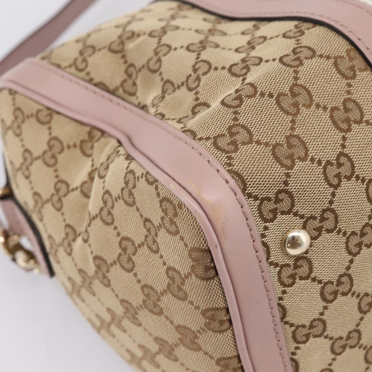 GUCCI GG Canvas Sherry Line Boston Bag 2way Beige Gold Tone 247205 Auth LN056A