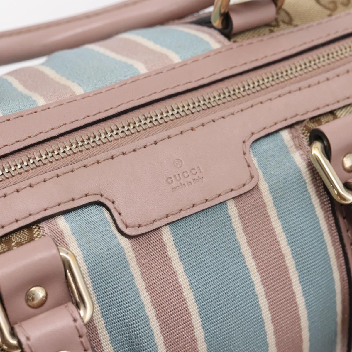 GUCCI GG Canvas Sherry Line Boston Bag 2way Beige Gold Tone 247205 Auth LN056A