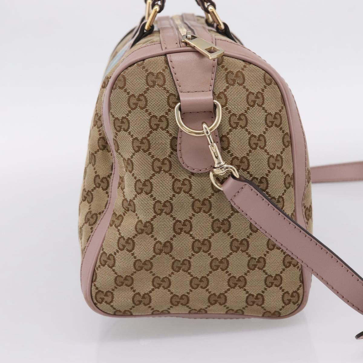 GUCCI GG Canvas Sherry Line Boston Bag 2way Beige Gold Tone 247205 Auth LN056A