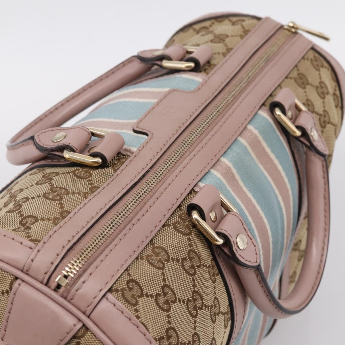 GUCCI GG Canvas Sherry Line Boston Bag 2way Beige Gold Tone 247205 Auth LN056A