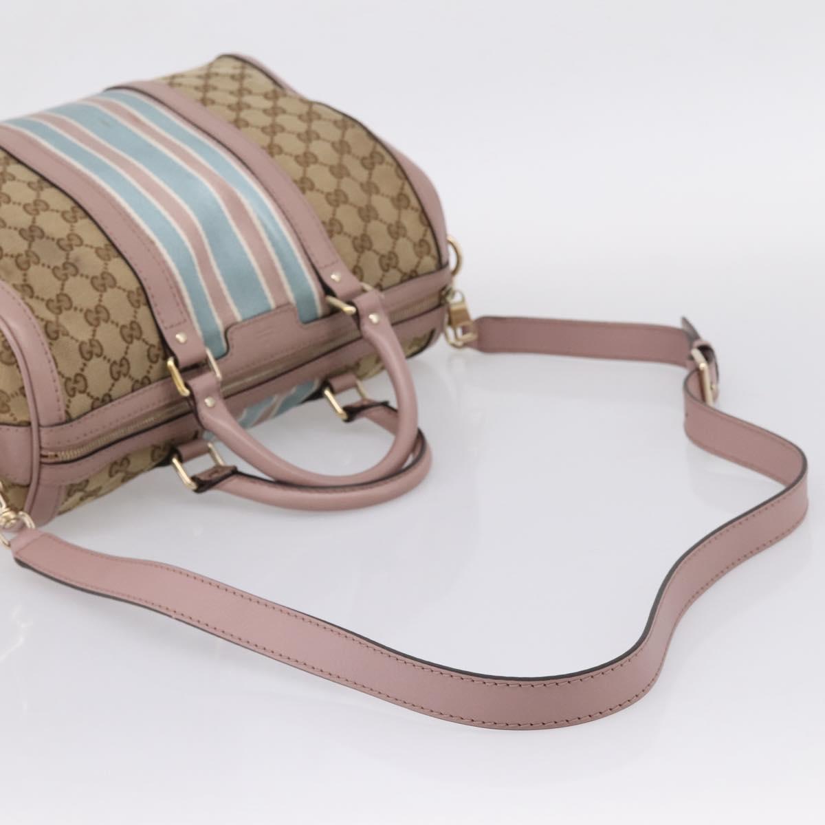 GUCCI GG Canvas Sherry Line Boston Bag 2way Beige Gold Tone 247205 Auth LN056A