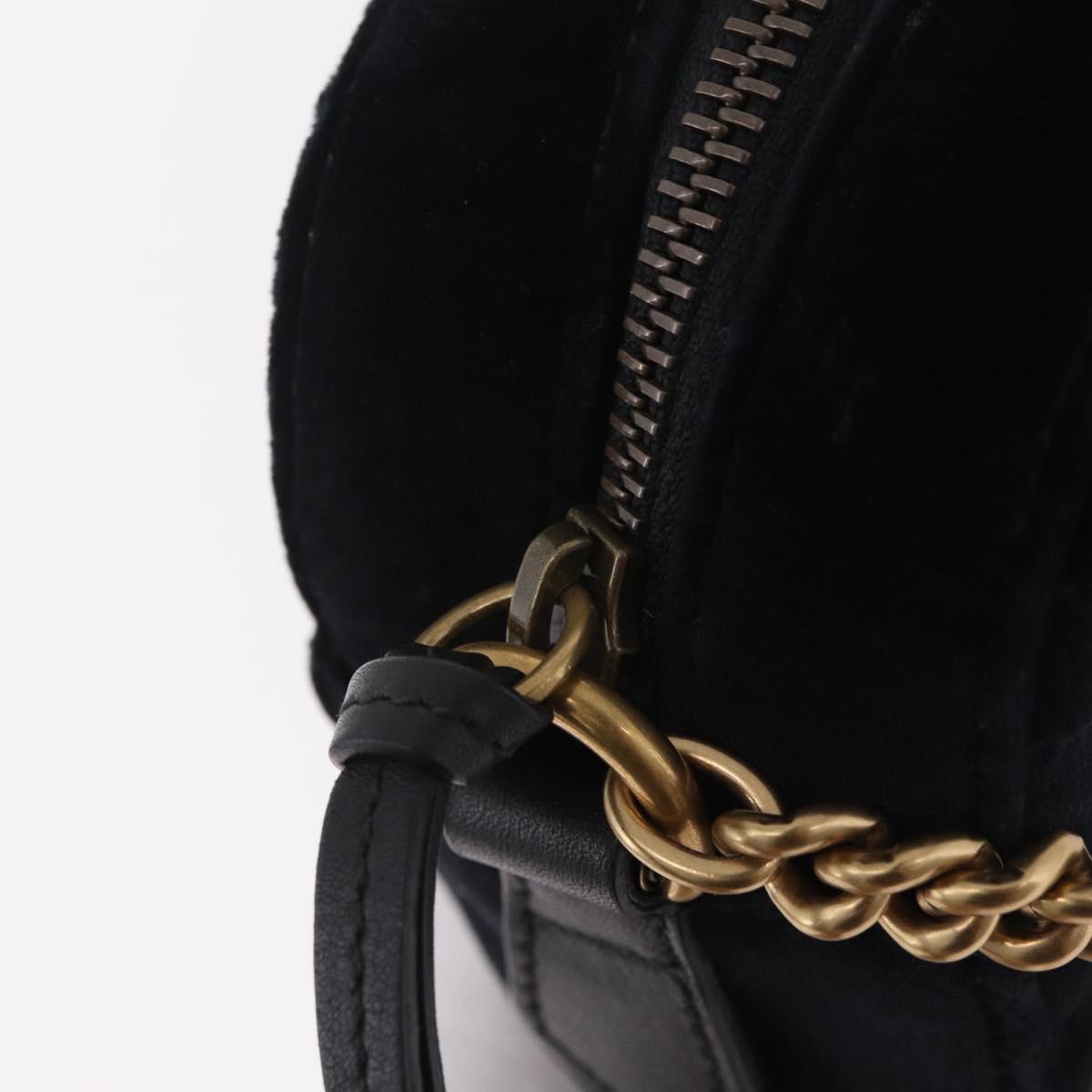 GUCCI GG Marmont Chain Shoulder Bag Velor Black Gold Tone 448065 Auth LN060V